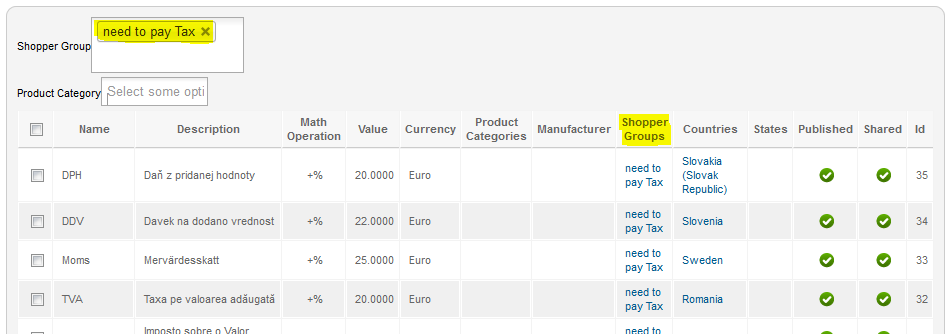 istraxx moss component tax overview backend shoppergroup restriction