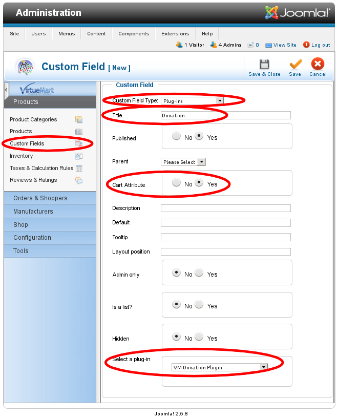 donation customfield setup